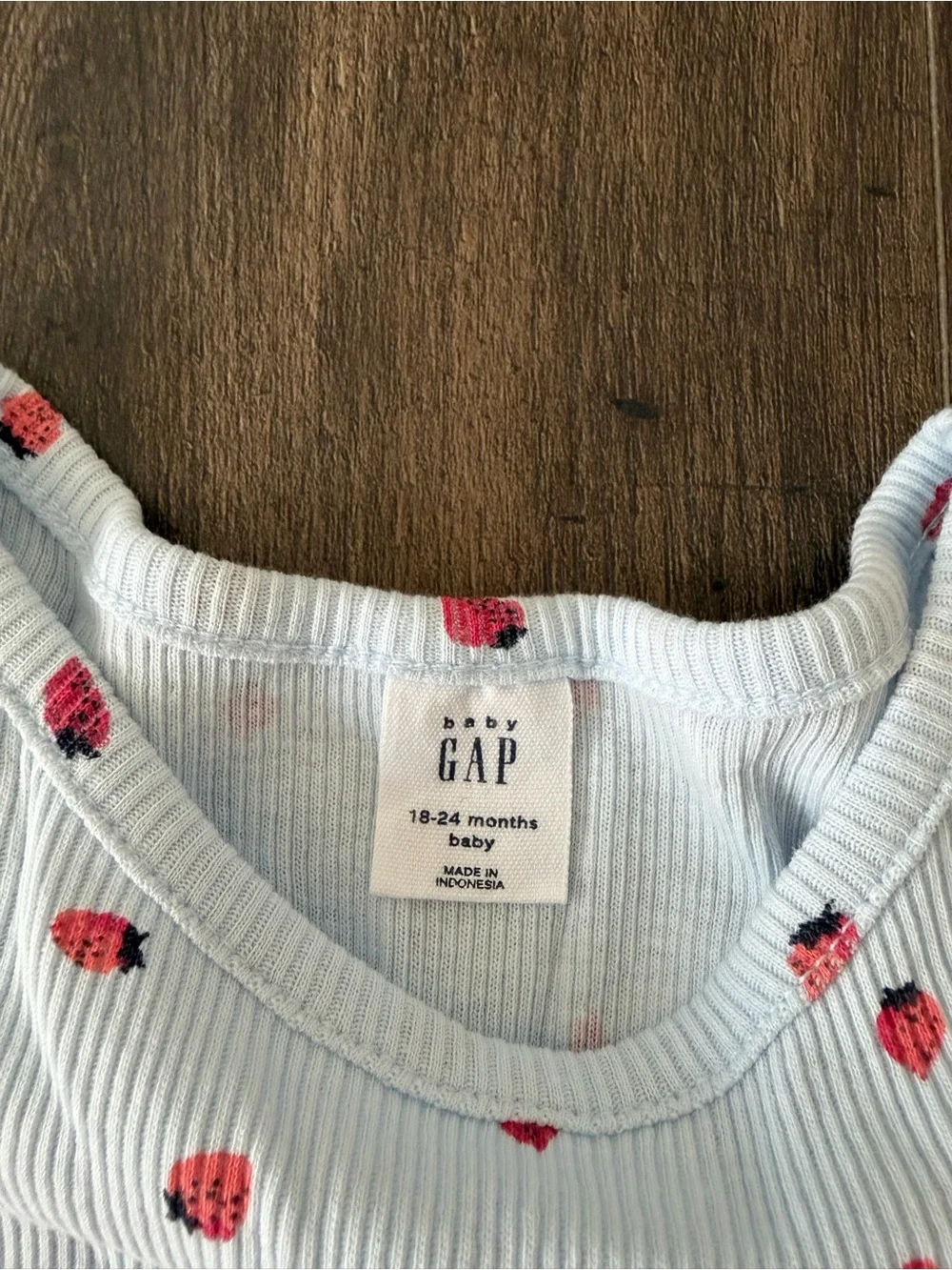 Baby GAP White Ribbed Tank with Pink and Red Strawberry Dots